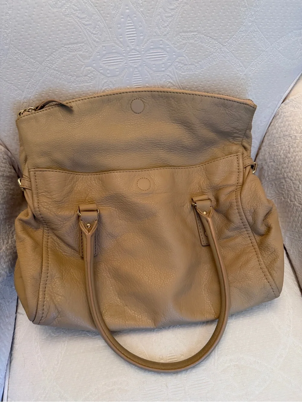 kate spade New York Tan Leather Shoulder Bag with Top Handles